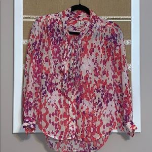 Colorful front bow blouse